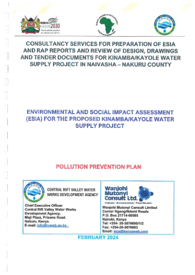 esia kinamba kayole water supply project